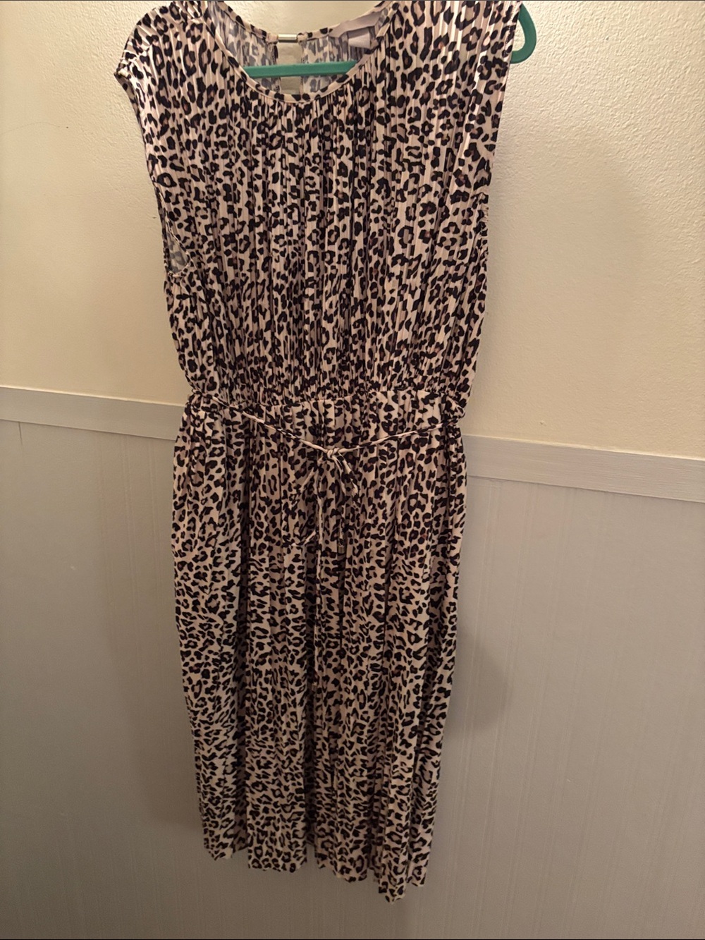 H&M Beige and Black Leopard-Print Midi Dress
